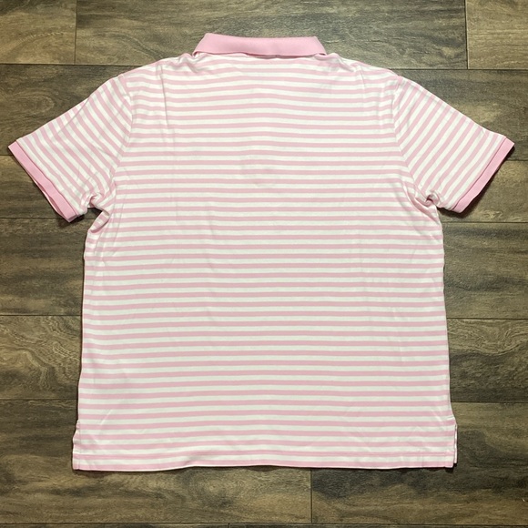 Polo Ralph Lauren Men’s Pink & White Striped Polo Classic Fit Size L Small pony - Picture 2 of 8
